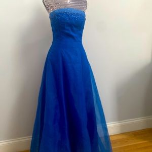 COBALT blue stunning beaded strapless gown
